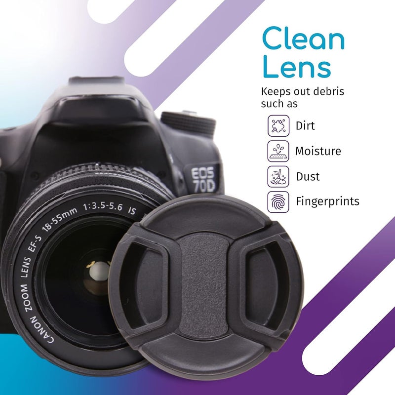 CamDesign 52MM Snap-On Front Lens Cap/Cover for Canon, Nikon, Sony, Pentax All DSLR Lenses + CamDesign Wristband Lens Focus Ring - Image 2